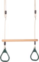 DICE - houten trapeze met kunststof ringen - groen - beige touw