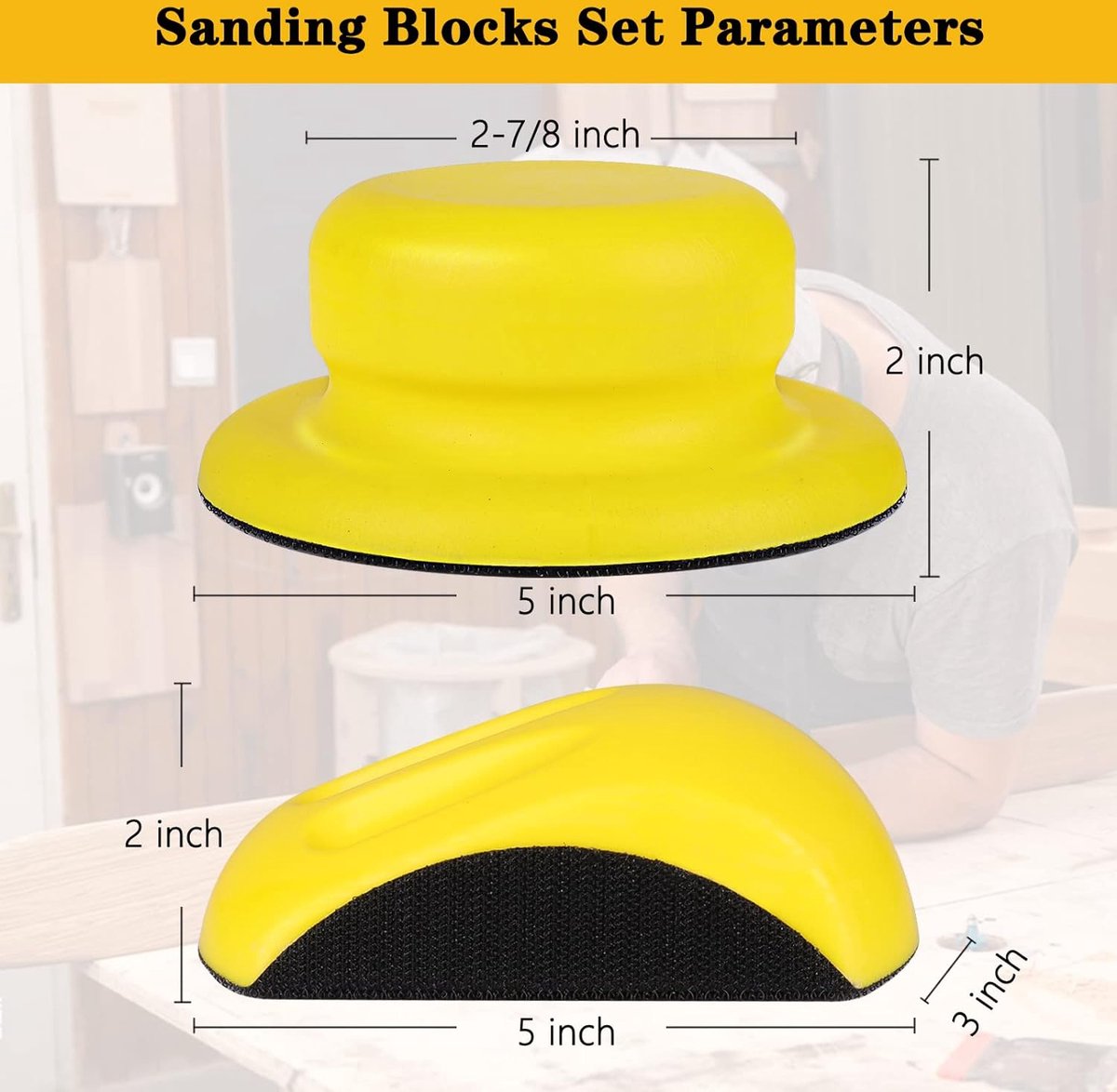 Blocs De Ponçage Manuels Velcro 125 Mm (5") - Formes Ronde Et Souris, Support PU Ergonomique