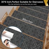 15 stuks trapmatten antislip grijs 76 x 20 cm zelfklevende traptreden trappentapijt zachte binnentrapkussens, vloerbescherming voor binnentrappendecoratie