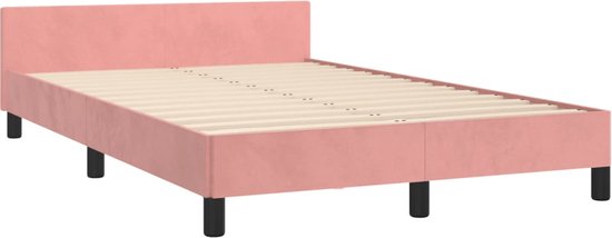 vidaXL - Bedframe - met - hoofdbord - fluweel - roze - 120x190 - cm