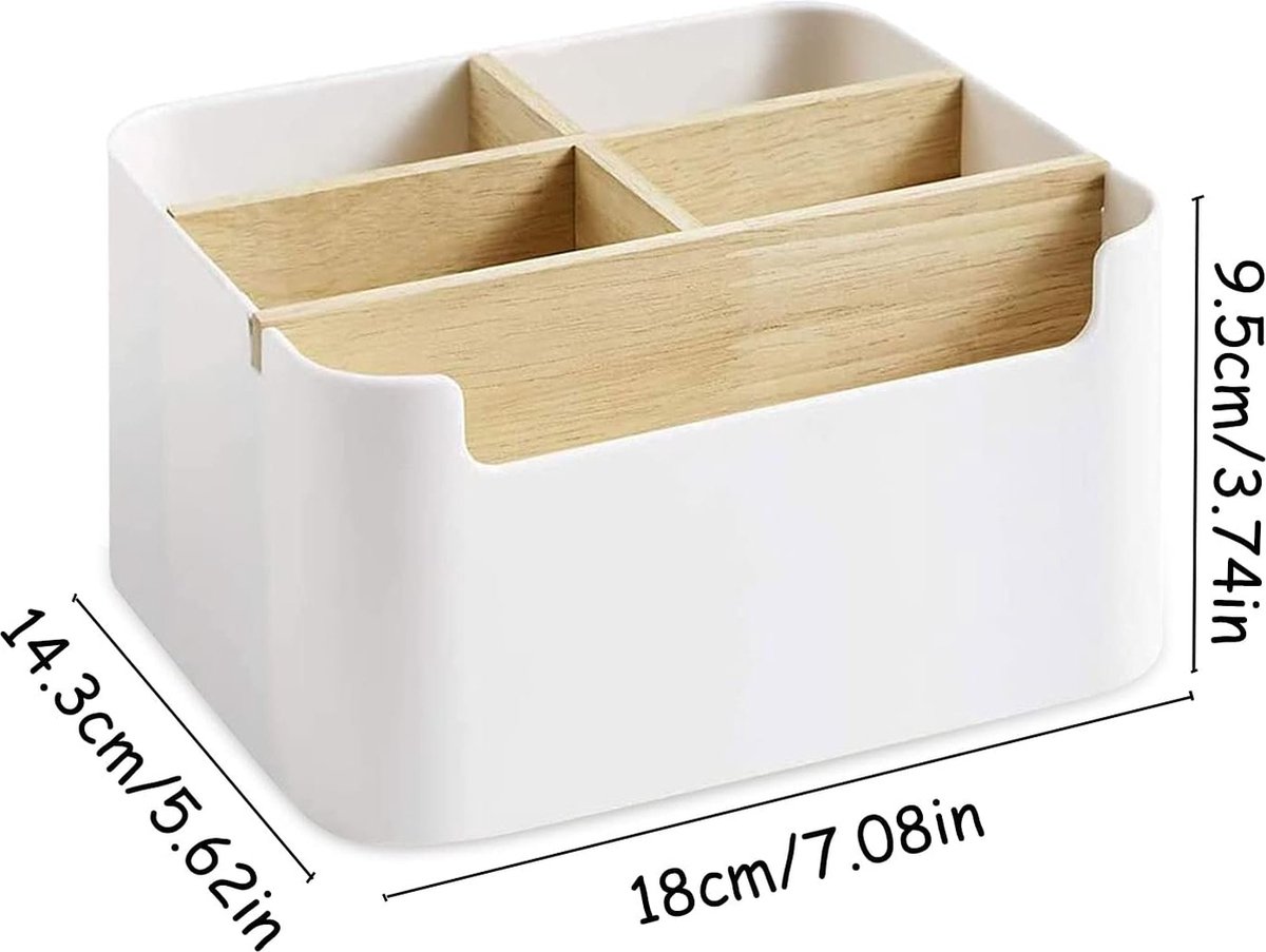 Houten bureau-pen, houten bureau-organizer, multifunctionele opbergdoos, bureauaccessoires, sieradenhouder, lade-organizer voor kantoor (zwart