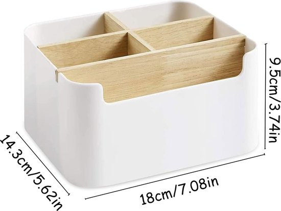 Ehuihuan Bureau-organizer van bamboe, bureau-organizer met 5 beweegbare vakken, pennenhouder voor tafel, make-up-organizer van kunststof en hout voor schrijfwaren, afstandsbediening, cosmetica Ehuihuan Bureau-organizer van bamboe, bureau-organizer met 5 beweegbare vakken, pennenhouder voor tafel, make-up-organizer van kunststof en hout voor schrijfwaren, afstandsbediening, cosmetica