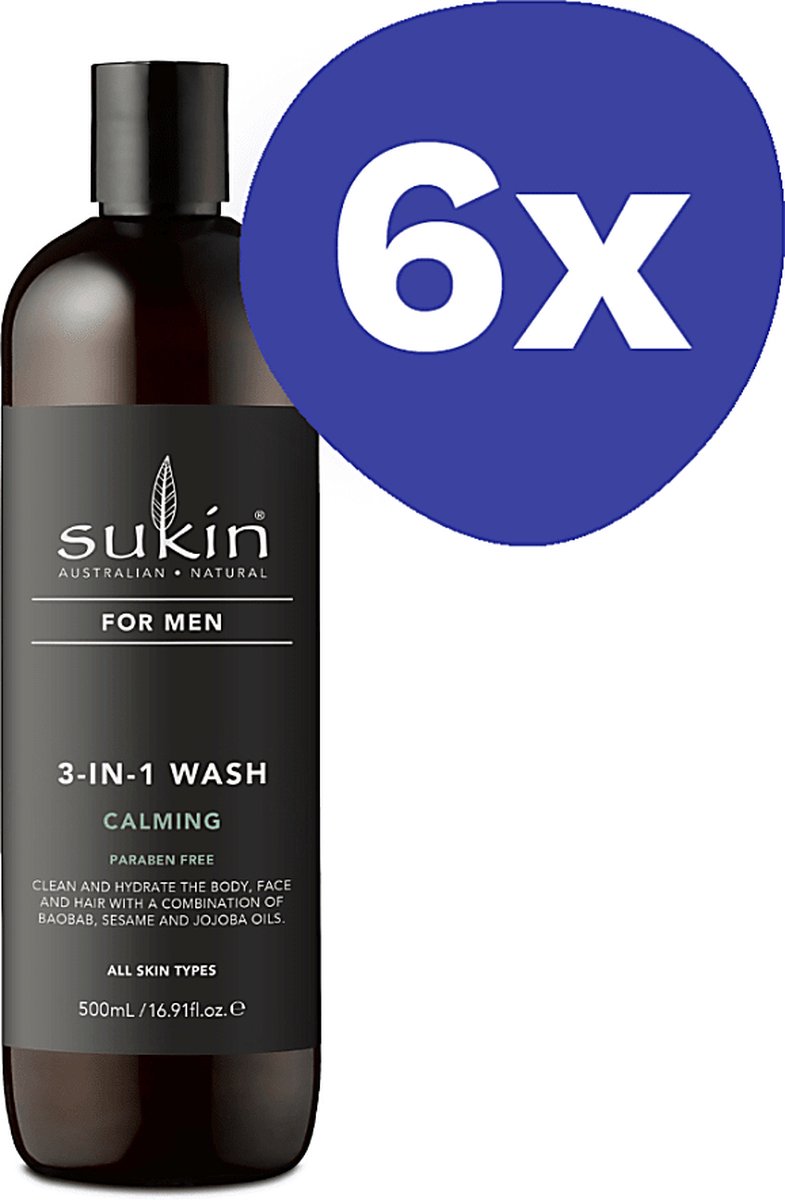 Sukin Men'S 3-In-1 Wash - Calming (6x 500ml)