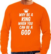 Bellatio Decorations Koningsdag sweater voor heren - koning - oranje - feestkleding XL