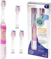 SEAGO - Sonische Tandenborstel voor kinderen - 1xAA 1,5V (niet meegeleverd), 3 borstels, SG-977 - Roze