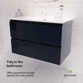 Lavabo Blumfeldt Johnstone - Meuble de salle de bain - 80 cm - Avec lavabo en céramique - Fermeture amortie - 2 Tiroirs - Espace de rangement - Brillant