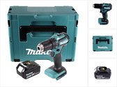 Makita DDF 483 G1J accuboormachine 18 V 40 Nm borstelloos + 1x oplaadbare accu 6.0 + Makpac - zonder lader