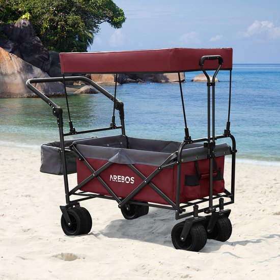 AREBOS Luxe Bolderkar Opvouwbare - Bolderkar Luchtbanden - XXL Tas - Rood/Grijs van AREBOS — afbeelding 4