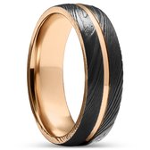 Lucleon - Fortis - Zwarte damaststalen ring voor heren - 7 mm