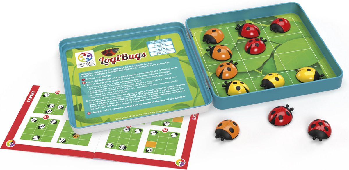 SmartGames LogiBugs - Magnetisch Logisch Denkspel - 48 Educatieve Lieveheersbeestjes Uitdagingen - Compact Reisspel & Solospel - Vanaf 6 Jaar — cadeau in Spellen & Speelgoed - foto 6