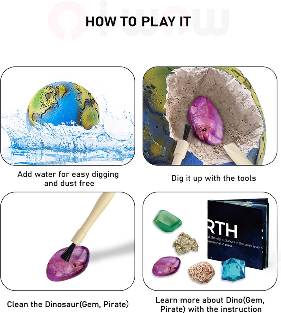 FANTICDE Opgravingsset voor kinderen, met edelstenen, opgravenset met mineralen, geode, kristallen, kweken voor kinderen vanaf 6, 7, 8, 9, 10 jaar, speelgoedcadeau voor jongens en meisjes