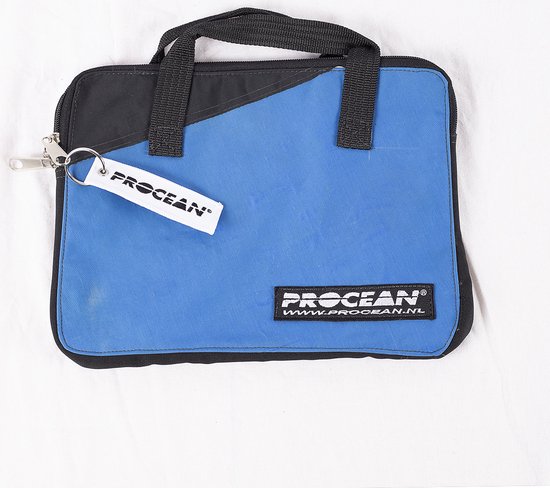 Recycle ipad tas | Procean |Blauw - Zwart met zwarte hoek