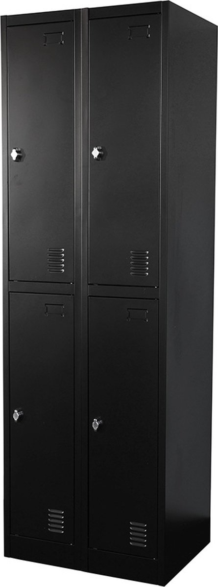 IVOL Metalen Lockerkast Zwart - 60x185x45 cm - 4 Deurs