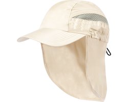Pet met nekbescherming - Baseball cap - Petten - Verstelbaar - Met elastische sluiting - One size - Microvezel - Naturel
