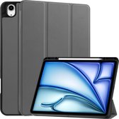 Hoes geschikt voor Apple iPad Air (2024) - 13 Inch - Tri-Fold Book Case met Stylus Pen houder - TPU - Grijs