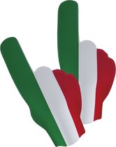Funny Fashion Supporters feestartikelen - 2x - foam hand - vlag Italie - 50 cm - Landen versiering