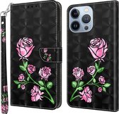 Cityhoesje-iPhone 13 Pro Max Bookcase – 3D Print Couple Roses