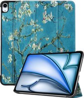 Hoes Geschikt voor iPad Air 2024 (11 inch) Hoes Book Case Hoesje Trifold Cover - Hoesje Geschikt voor iPad Air 6 (11 inch) Hoesje Bookcase - Bloesem
