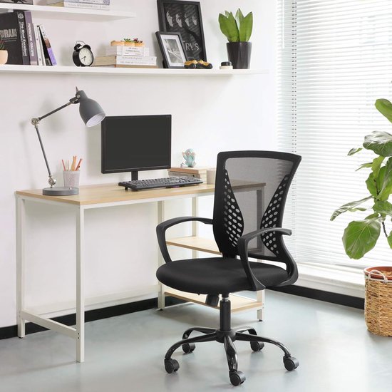 bureaustoel, comfortabele bureaustoel, in hoogte verstelbare computerstoel 60D x 56B x 100H centimeter