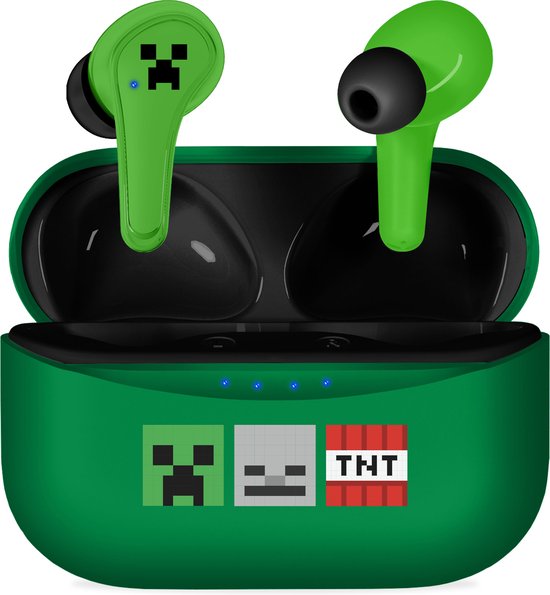 Minecraft - draadloze oordopjes - met oplaadcase - touch control - extra eartips - TWS earpods bluetooth