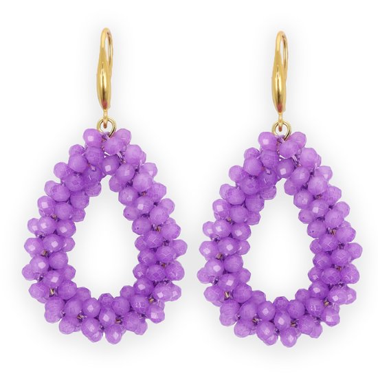 Lajetti - Lila Druppel Oorbel Dames - Beads Earring Bruiloft