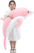 Dolfijn pluche dieren, mooi gevuld, zacht dier, omarmingskussen, dolfijn poppen voor kinderen, 70 cm, roze