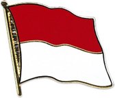 Pin broche van vlag Indonesie - 20 mm - metaal - landen supporters versiering - colbert speldje