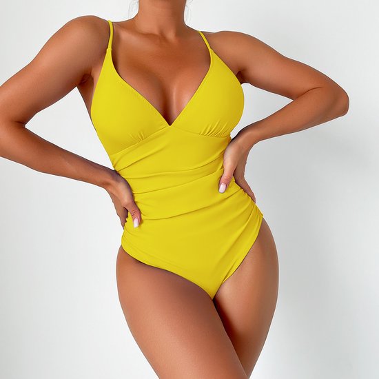 Maillot de bain une pièce pour femmes, couleur unie, sexy et coussinets de poitrine