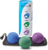 Ensemble de balles anti-stress pour adultes - balles de thérapie manuelle en 3 épaisseurs - avec sac de rangement - entraîneur manuel pour la relaxation et la réduction du stress (6 cm bleu vert violet) Entraîneur manuel