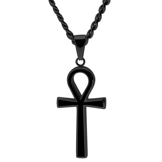 Collier noir avec pendentif Ankh