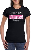 Bellatio Decorations Vrijgezellenfeest T-shirt voor dames - trouwen - zwart - glitters - bruiloft M