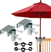 2 stuks parasolhouder balkonleuning verstelbare ruimtebesparende parasolhouder balkondiameter 25-38 mm parapluhouder balkonleuning geschikt voor maximale breedte 5 cm
