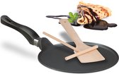 Relaxdays pannenkoekenpan met accessoires - crêpe pan inductie - Ø 25 cm - deegverdeler