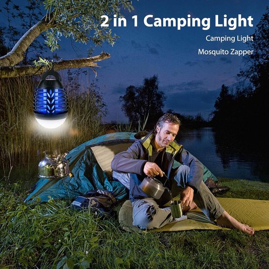 IEEILULU Elektrische insectenverdelger, elektrisch met campinglamp, draagbare muggenbeschermingsmiddel met 9600 mAh oplaadbare accu, voor outdoor, patio, reizen, backpackers