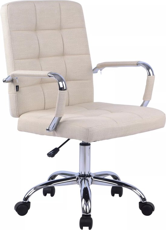 In And OutdoorMatch Moderne bureaustoel crème Lavinia - Stof - Ergonomische stoel - Bureaustoel - Verstelbaar - Voor volwassenen