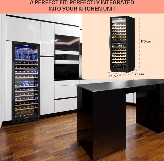 Vinovilla 17 Built-In Duo twee zones wijnkoelkast 53l 17 fl. 3-kleuren glazen deur