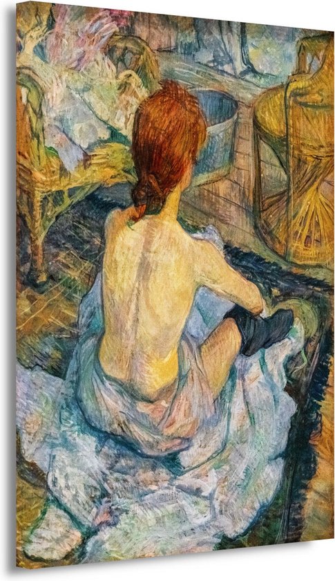 Roodharige - Henri de Toulouse-Lautrec schilderijen - Vrouw schilderij - Muurdecoratie Figuratief - Woonkamer decoratie industrieel - Canvas schilderij woonkamer - Muurdecoratie slaapkamer 75x100 cm