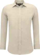 Trendy Oxford Blouse Heren Volwassenen Slim Fit - Licht Bruin