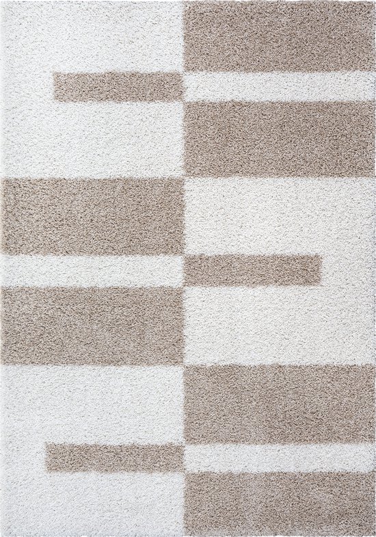 Tapijtenloods Milano Gala Vloerkleed Hoogpolig - Beige Creme - 160x230 CM - Vloerkleed Modern - Tapijt