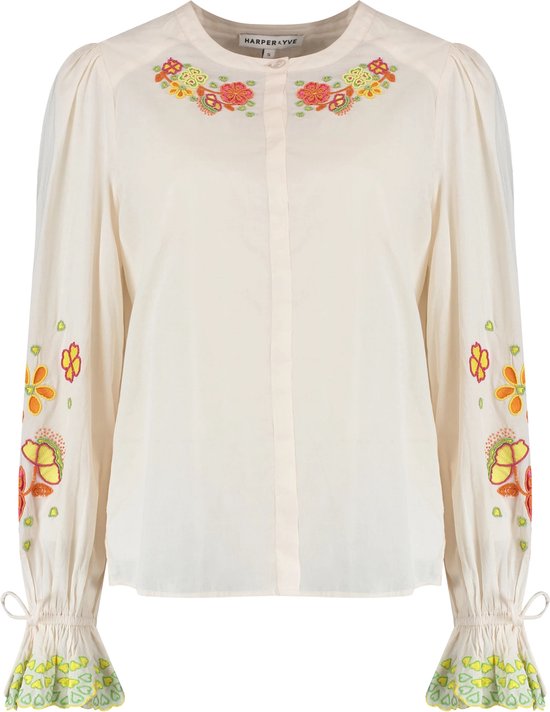 Harper & Yve Blouse Haily Ls Ss24p603 101 Cream White/green Dames Maat - S