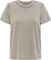 Only T-shirt Onllucy Life Ss Studs Top Box Jrs 15321029 Silver Lining Dames Maat - M
