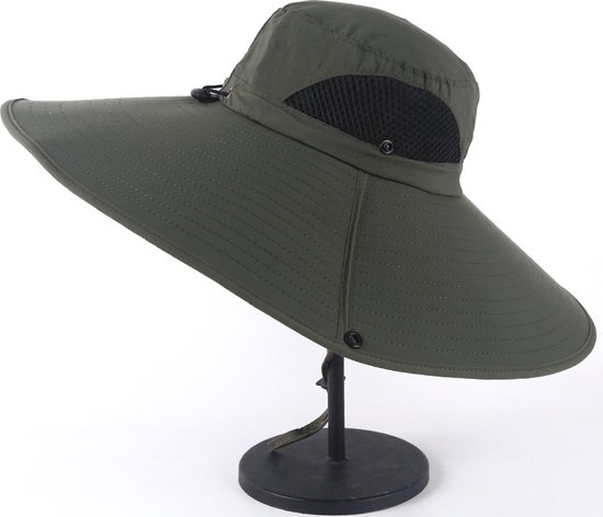 Brede rand zonnehoed voor mannen / vrouwen-zonnehoed-vissen hoed-UV-bescherming mannen Bucket Hats-vouwbare vissershoed-ademende Boonie hoed voor vissen, wandelen-Leger groen