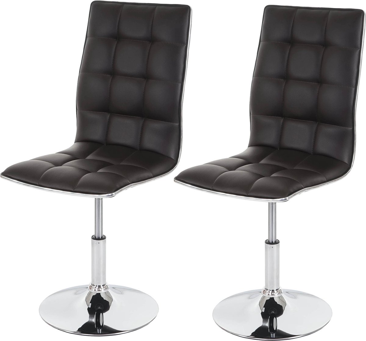 Cosmo Casa Set van 2 Eetkamerstoelen - Keukenstoel - Hoogteverstelbaar - Draaibaar - Kunstleer - Bruin