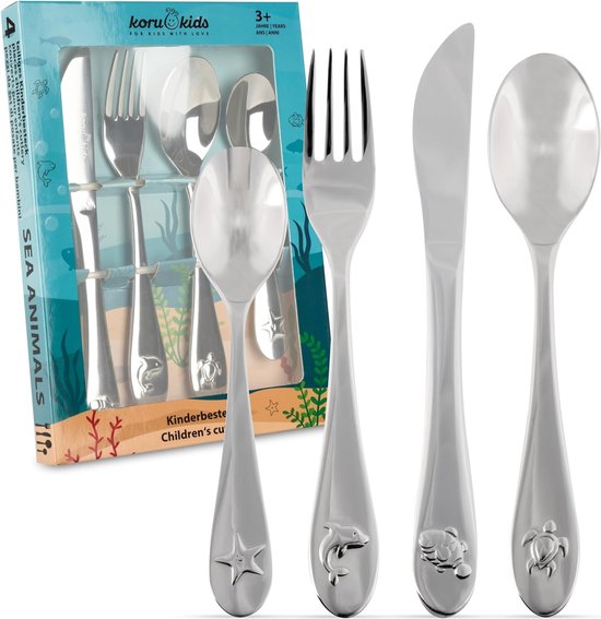 Bat & Bug Kinderbestek Set – 16-delig Speelbestek Van Biologisch Plastic, Met Bestekbak, Vaatwasserbestendig