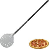 6 inch geperforeerde pizzaschep rond: 80 cm hard geanodiseerde pizzaschuiver roestvrij staal pizzasteen pizza schuiver met afneembare verlengde siliconen handgreep, pizzaschep voor zelfgemaakte