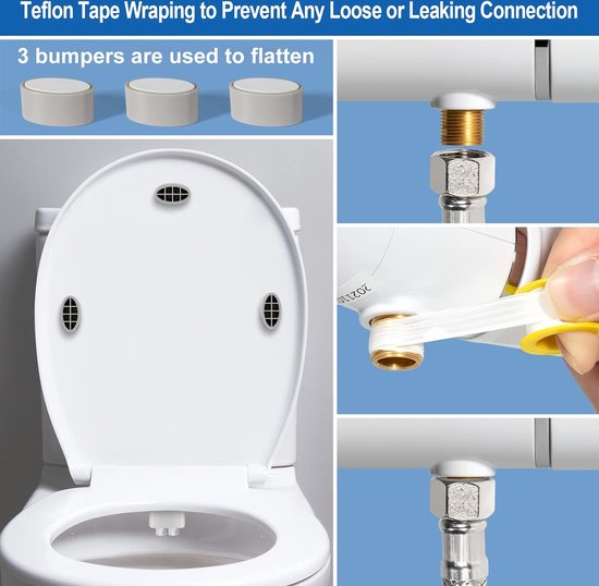 Bidet, ultradun bidet-opzetstuk voor toilet met niet-elektrisch zelfreinigend dubbel mondstuk (achter/vrouwelijke reiniging), eenvoudig te installeren, instelbare waterdruk - Merkloos