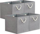 Opvouwbare opbergdozen, 33 x 38 x 33 cm opbergkubussen met touwhandvatten, grote stoffen doos voor kubusplank, organizer voor kleding, grijs