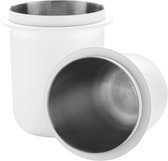 Witte zeefdrager doseerbeker 58 mm, portafilter dosing cup, koffiedoseercontainer, doseerbeker voor zeefhouder, non-stick coating, wit, van roestvrij staal