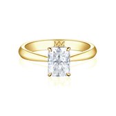 Luminara - 18k Geelgouden Radiant Moissanite Verlovingsring met Hidden Halo - 1.2 karaat