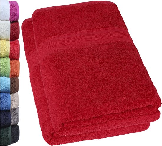 Saunahanddoeken set 2-pack Rood - 80x200cm 100% katoen zacht - voor sauna, spa, wellness, fitness handdoek